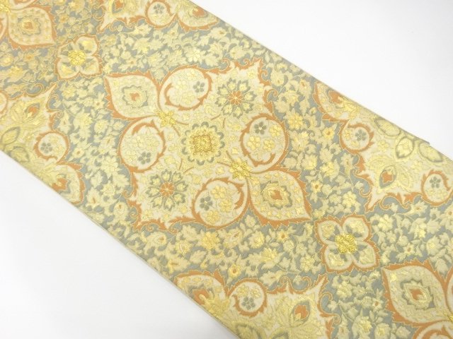 JAPANESE KIMONO / ANTIQUE FUKURO OBI / SILK / WOVEN FLORAL SARASA